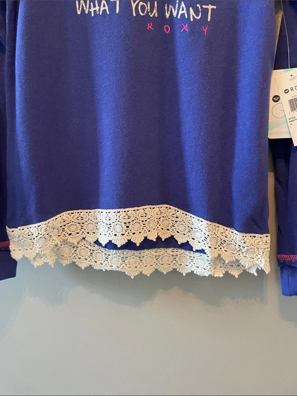 Roxy Girls Long‎ sleeve Shirt with lace Size XL